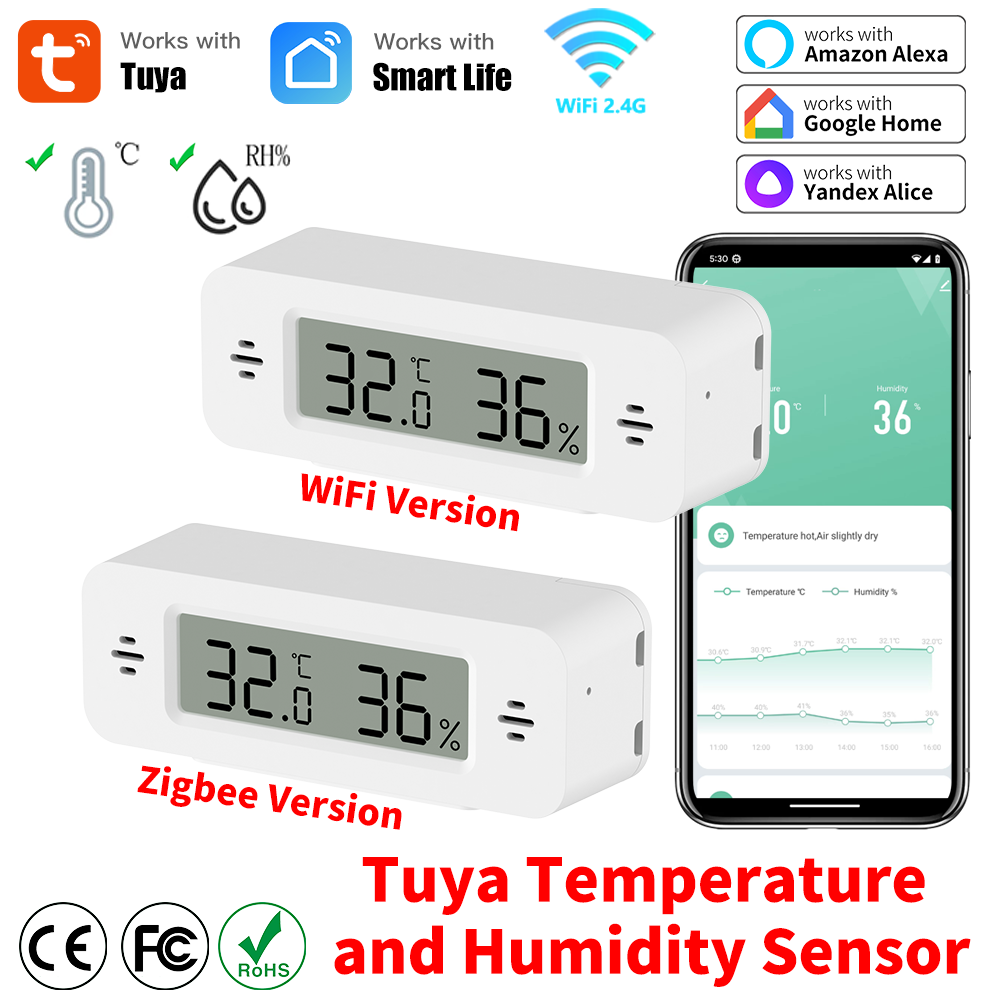 Tuya WiFi/Zigbee Sensor de tem - Digital Hygrometer Probe reseña y precio